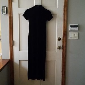 Long black stretch velvet dress
